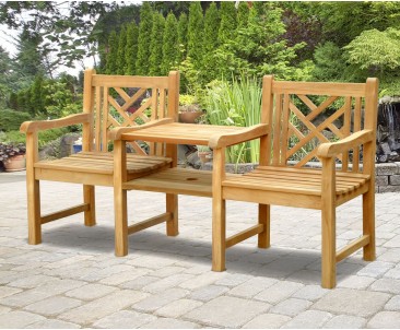 Princeton Vista Teak Garden Companion Seat - Jack and Jill Seat