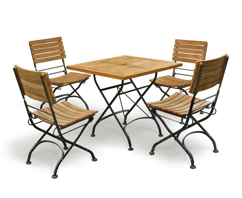 Bistro Square Table and 4 Chairs - Patio Garden Bistro Dining Set