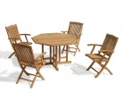 Berrington Teak Octagonal Gateleg Table and Bali Arm Chairs