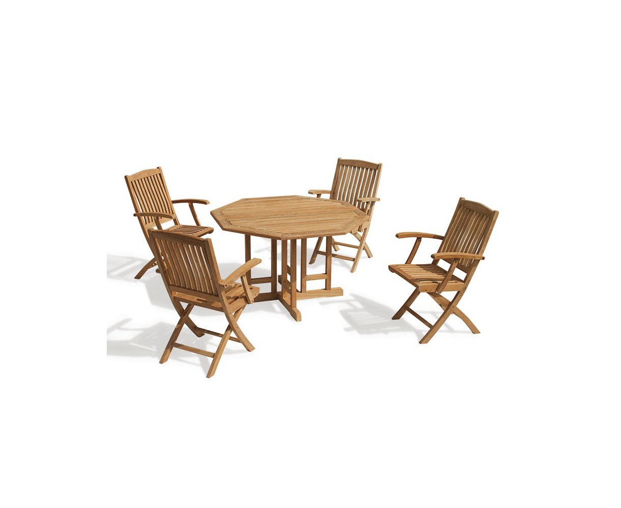 Berrington Teak Octagonal Gateleg Table and Bali Arm Chairs