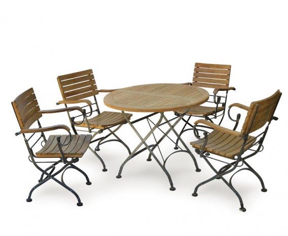 Garden Round Bistro Table And 4 Arm Chairs, Round Bistro Table And Chairs