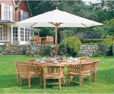 Titan Garden 8 Seater Teak Wooden Patio Dining Set - Fixed Table