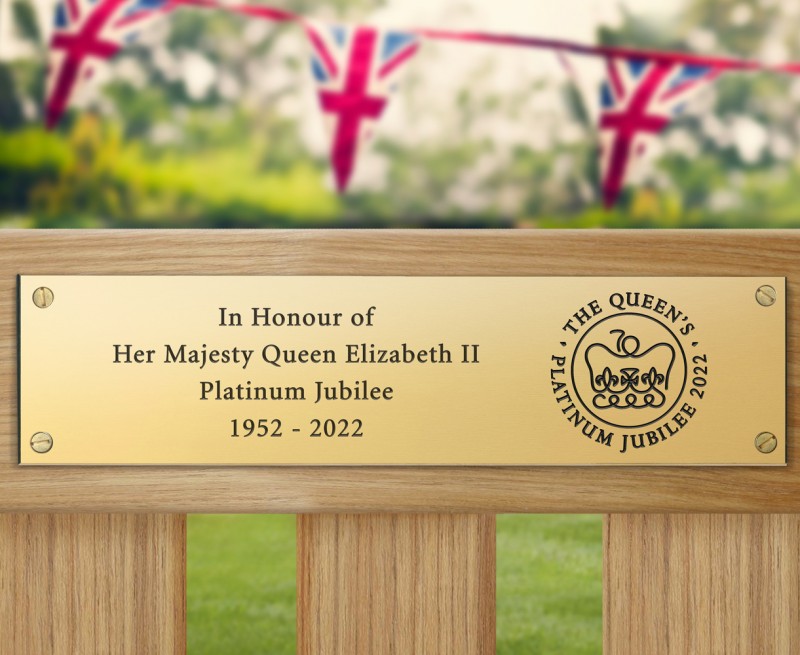 Platinum Jubilee Engraved Plaque Jubilee Emblem 200x50mm