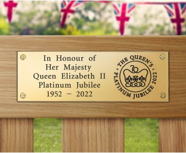 Platinum Jubilee Engraved Plaque - Jubilee Emblem - 150x50mm