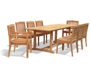 Hilgrove 8 Seater Garden Patio Table and Stacking Chairs Set - Large Dining Sets