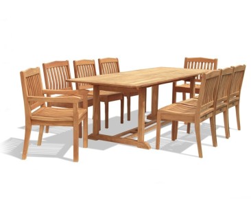 Hilgrove 8 Seater Garden Patio Table and Stacking Chairs Set - Armchairs