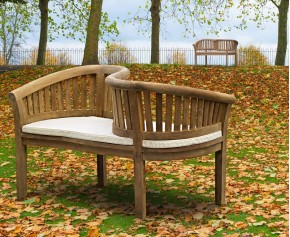 Teak Garden Love Seat - Love Bench - Curved Garden Benches
