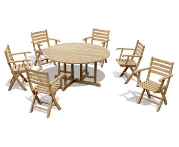 Berrington Round Table with 6 Suffolk Armchairs