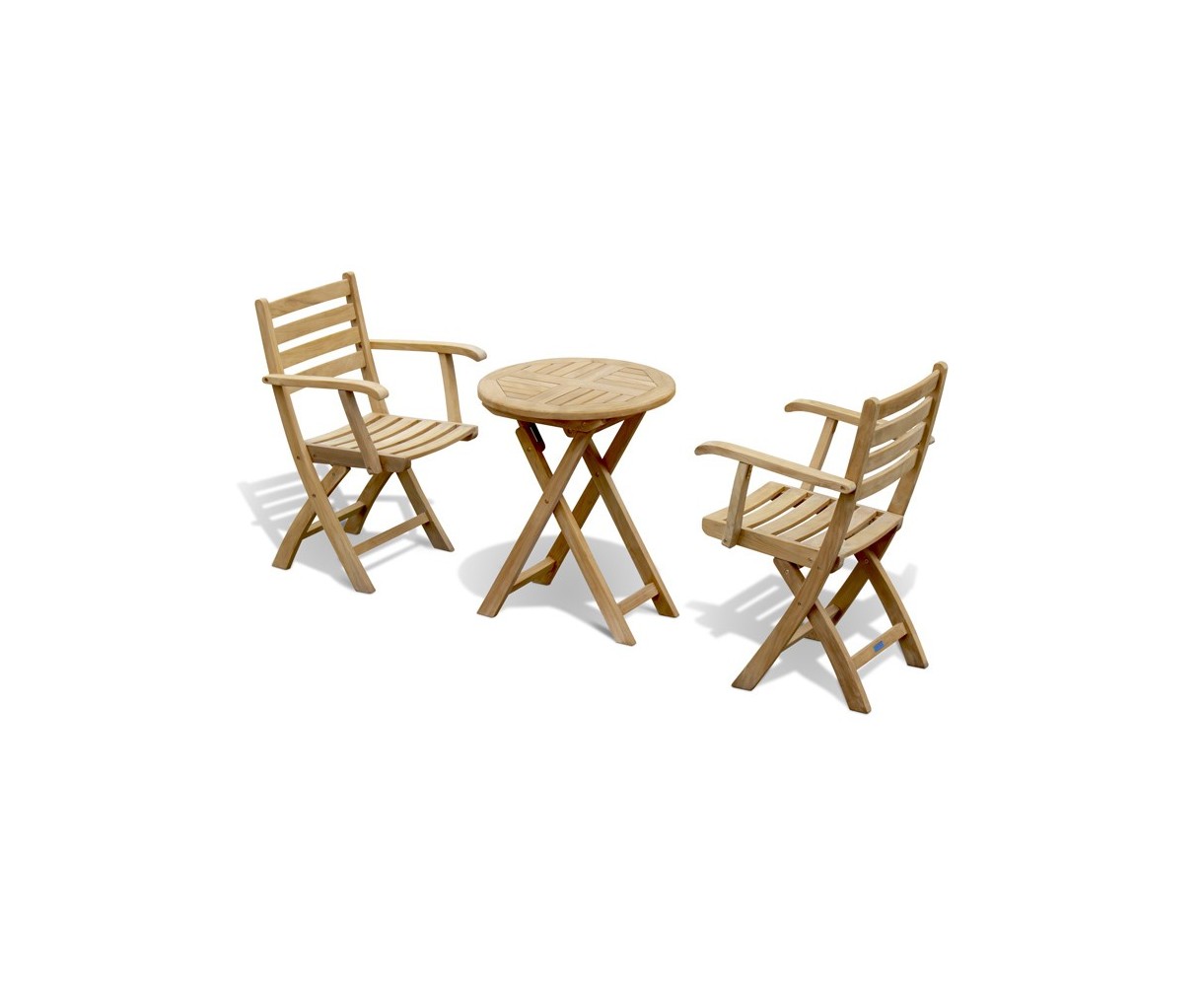 Suffolk Round Table with 2  Armchairs Teak Dining Set