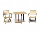 Canfield teak 0.9m square table with 2 Suffolk Folding Armchairs