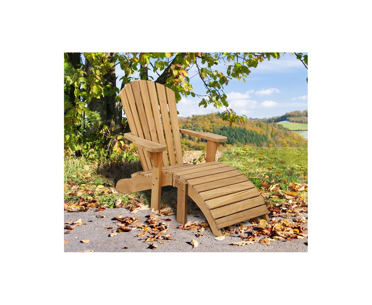 Bear Teak Adirondack Chair With Free Leg Rest