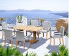 Belgrave 6 Seater Pedestal Table 1.5m and St. Tropez Rattan Stacking Chairs