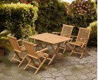 Chester Teak 1.2m Folding Garden Set with 4 Low Back Armchairs