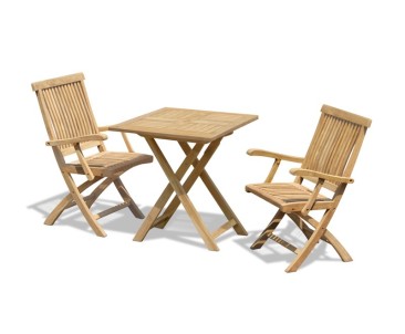Suffolk Teak 70cm Square Set with 2 Brompton Armchairs