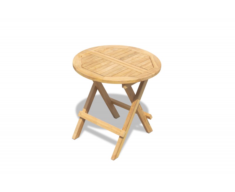Ashdown Small Teak Round Folding Picnic Table with Straight Slats