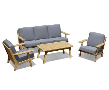 Eero Mid-Century Deep Seated Teak Garden Furniture Set - 5 Seater