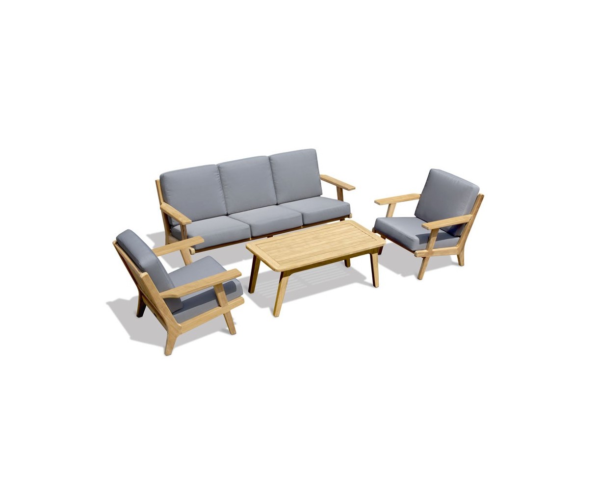 Eero Mid-Century Deep Seated Teak Garden Furniture Set - 5 Seater