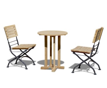 Canfield 2 Seater Garden Set with Bistro Folding Chairs