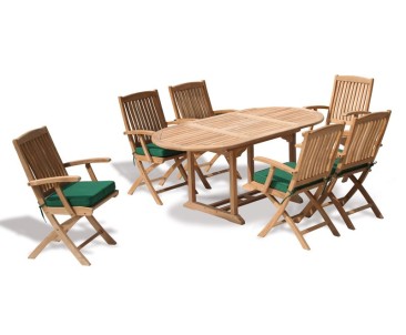 Bijou Garden 6 Seater Extending Dining Set With Folding Chairs - Bijou Dining Set