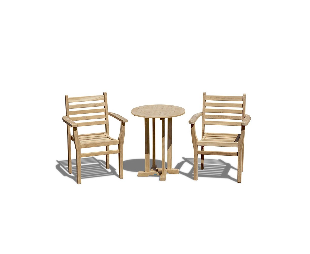 Canfield 60cm Garden Table Set with 2 Yale Stacking Chairs