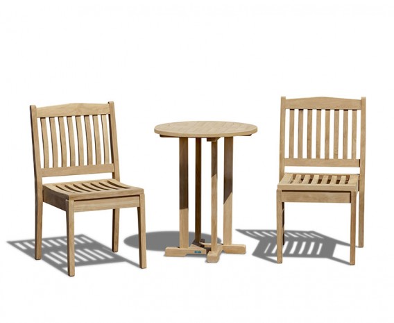 Canfield 60cm Garden Table Set with 2 Hilgrove Stacking Chairs