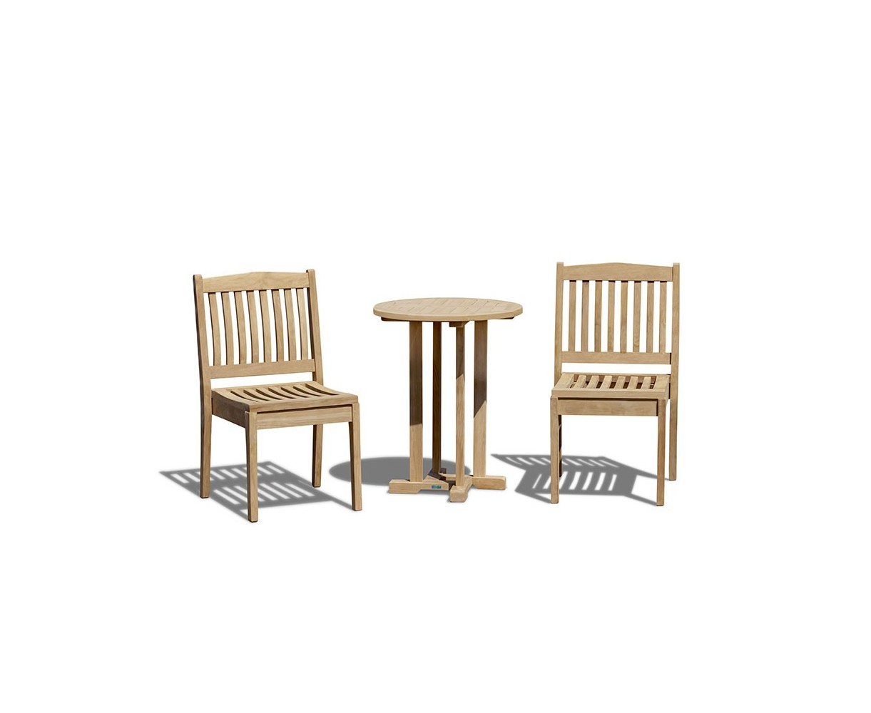 Canfield 60cm Garden Table Set with 2 Hilgrove Stacking Chairs