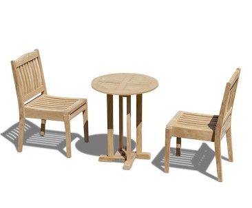 Canfield 60cm Garden Table Set with 2 Hilgrove Stacking Chairs