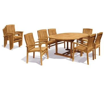 Brompton Extendable Dining Table Set with Bali Stacking Chairs