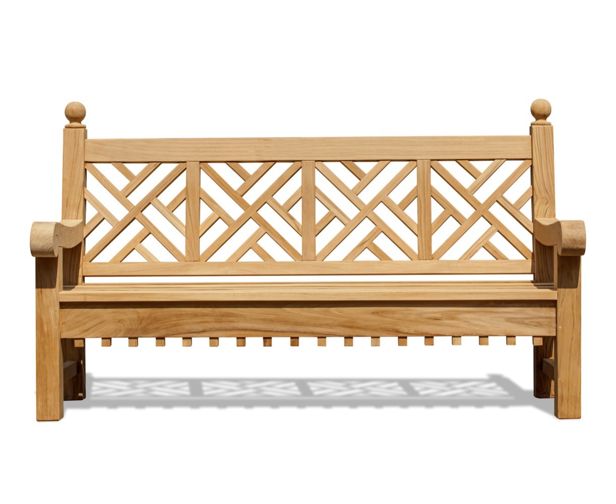 Chiswick Teak 6ft Chippendale Garden Bench | Lattice Bench