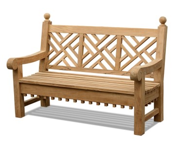 Chiswick 5ft Teak Chippendale Bench | Teak Chinoiserie Bench