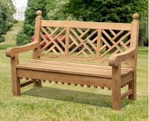 Chiswick 5ft Teak Chippendale Bench - Memorial Benches