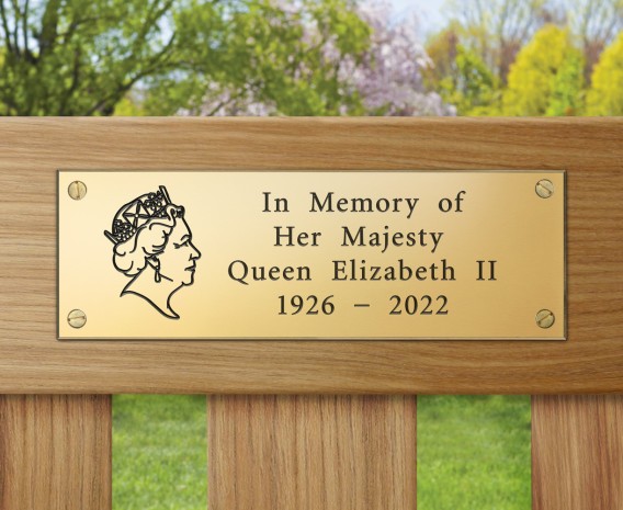 HM Queen Elizabeth II Engraved Brass Plaque (B) - 150x50mm