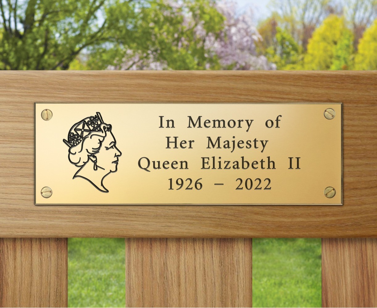 HM Queen Elizabeth II Engraved Brass Plaque (B) - 150x50mm