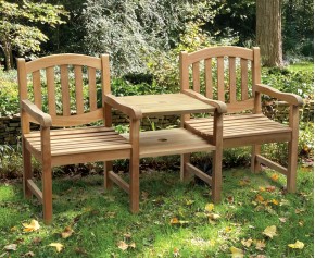 Ascot Vista Teak Companion Seat - Curated Collection of Classic Teak Outdoor Benches