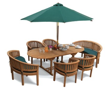 Wimbledon Barcelona Teak Table, Chairs and Benches Set