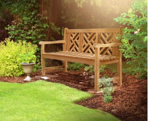 Princeton Teak 5ft Lattice Garden Bench - 1.5m - Curated Collection of Classic Teak Outdoor Benches