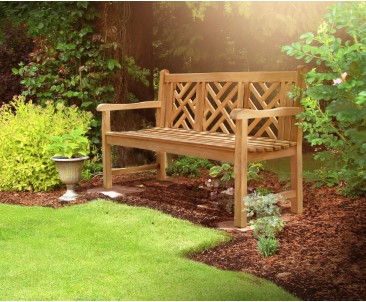 Princeton Teak 5ft Lattice Garden Bench - 1.5m - Park Benches