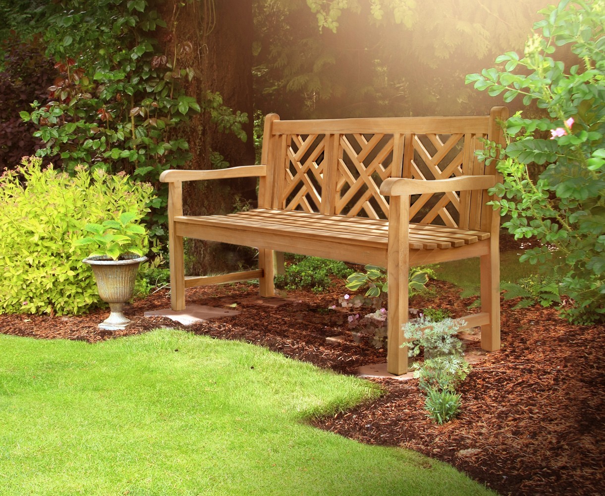 Princeton Teak 5ft Lattice Garden Bench - 1.5m