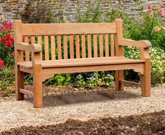 Banchory Solid Wood Teak Park Bench – 1.5m