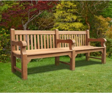 Balmoral Teak 8ft Outdoor Park Bench - 2.4m - Extra Large Garden Benches