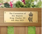 Coronation Engraved Brass Plaque, Royal Cypher - 150x50mm