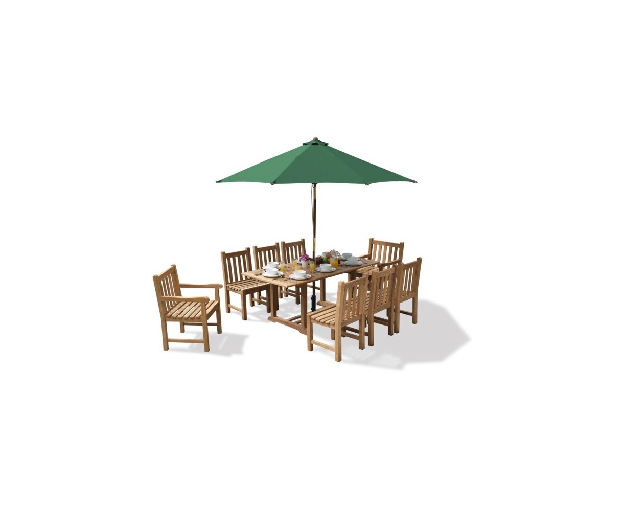 Deluxe Windsor Teak Garden Table and 8 Chairs Set