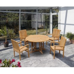 Berrington Round 1.2m Table and 4 Bali Chair Dining Set