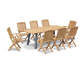 Disk 2.2m Oval Table with Bali Folding Chairs Dining Set