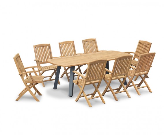 Disk 2.2m Oval Table with Bali Folding Chairs Dining Set