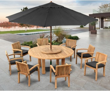 Outdoor Dining Set with Titan 1.8m Round Table and 8 Monaco Chairs