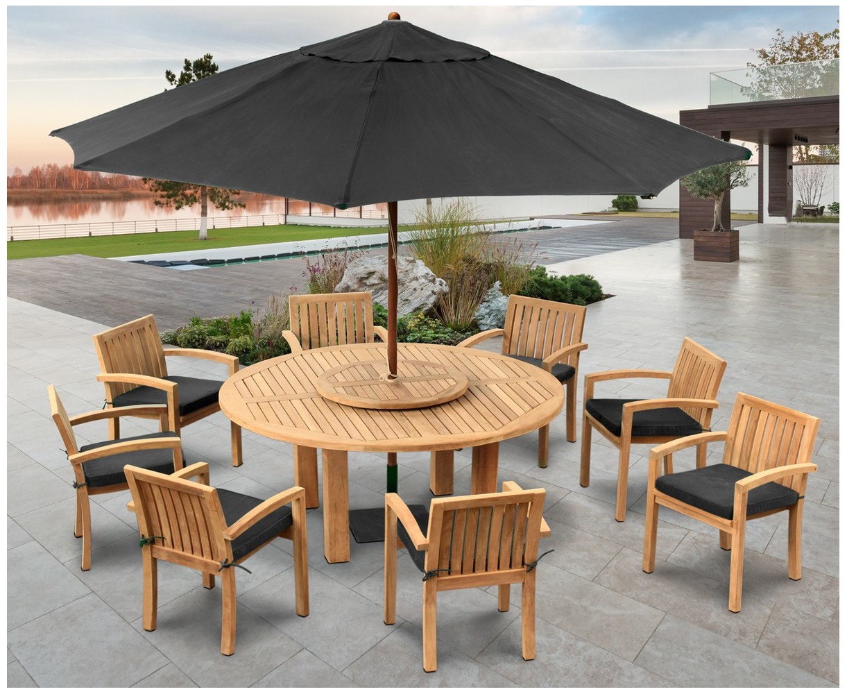 Outdoor Dining Set with Titan 1.8m Round Table and 8 Monaco Chairs