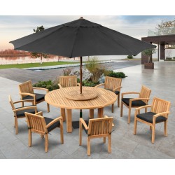 Outdoor Dining Set with Titan 1.8m Round Table and 8 Monaco Chairs