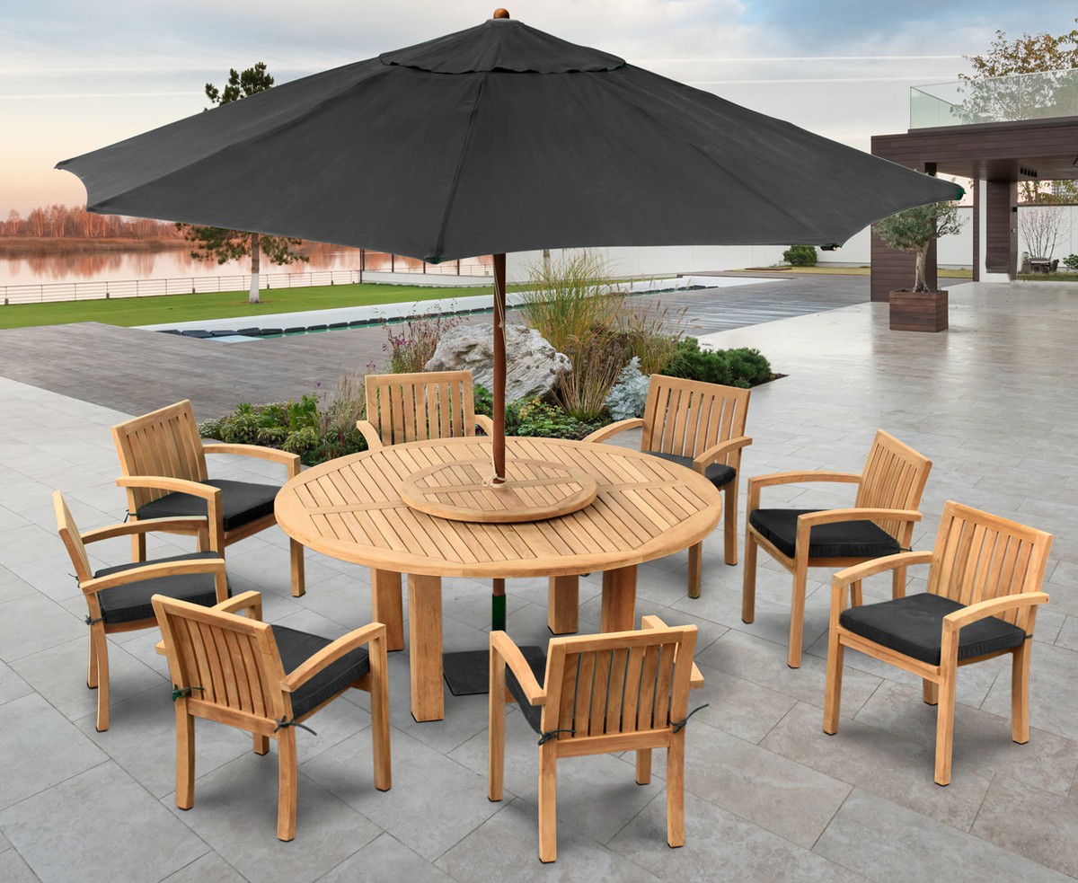Outdoor Dining Set with Titan 1.8m Round Table and 8 Monaco Chairs