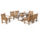 Taverners Teak 6 Seater Garden Table and Armchairs Set